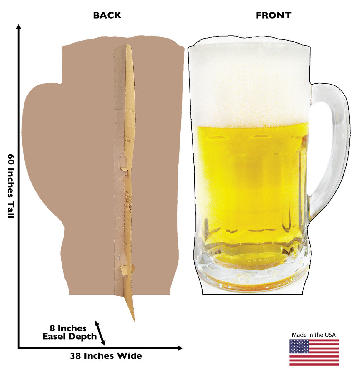 Beer Mug Lifesize cardboard cutout Dimensions