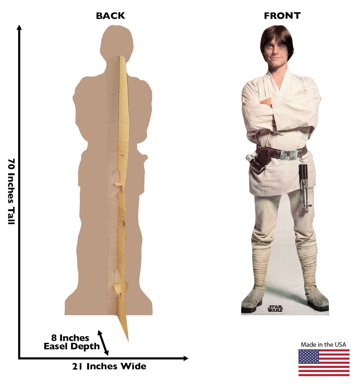 Luke Skywalker Lifesize Cardboard Cutout dimensions