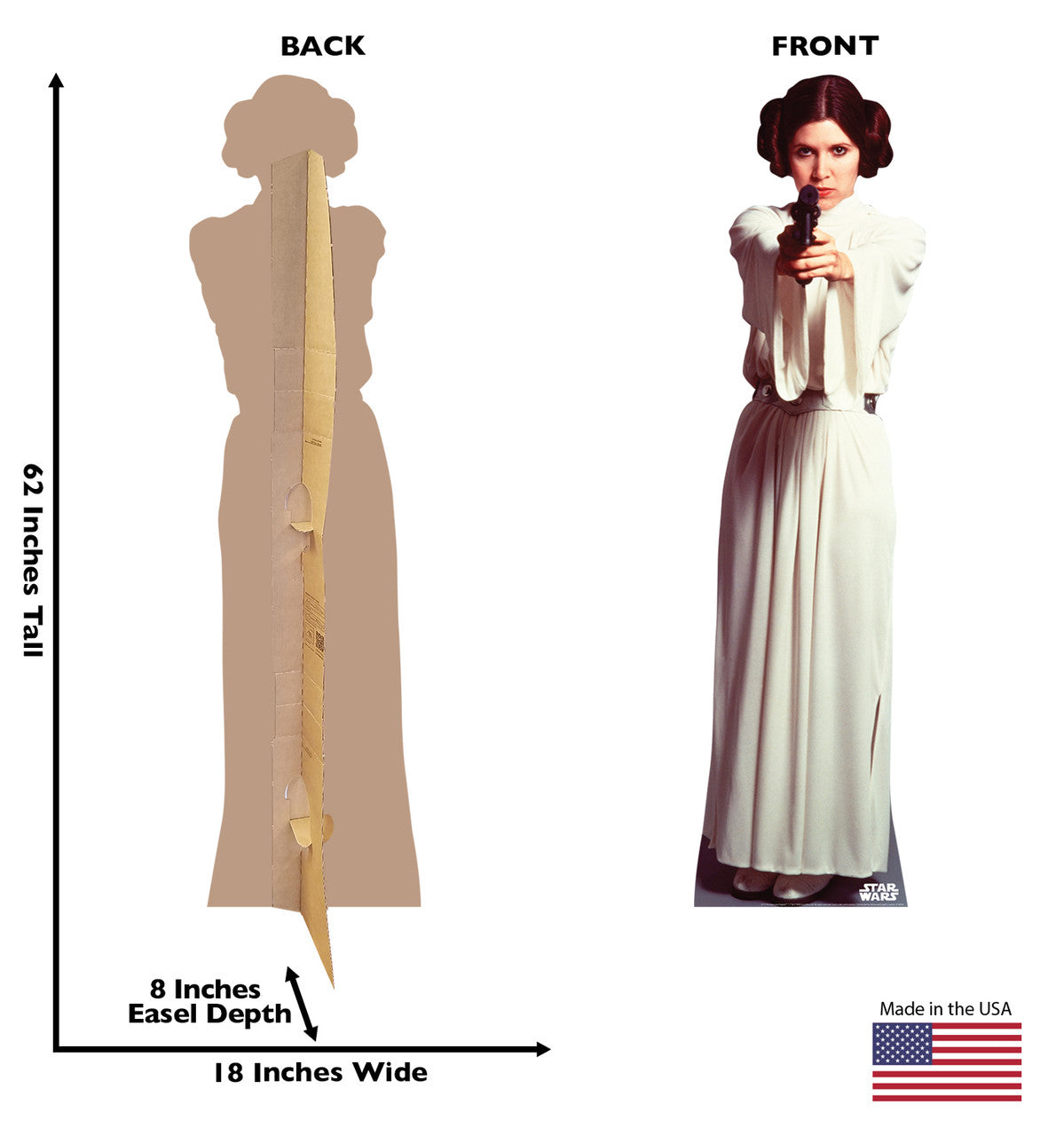 Princess Leia Organa Lifesize Cardboard Cutout Dimensions