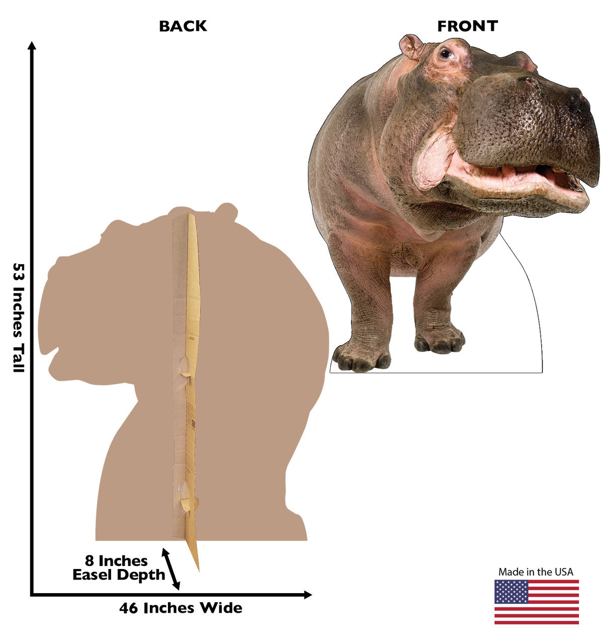 Hippopotamus
Lifesize Cardboard Cutout Dimensions