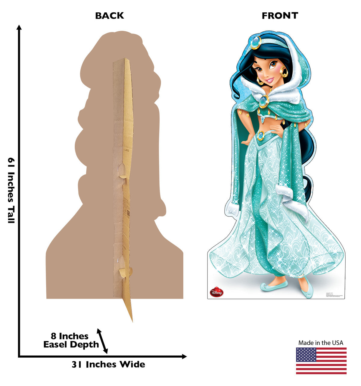 Jasmine Holiday - Disney Princess - Aladdin
Lifesize Cardboard Cutout  Dimensions