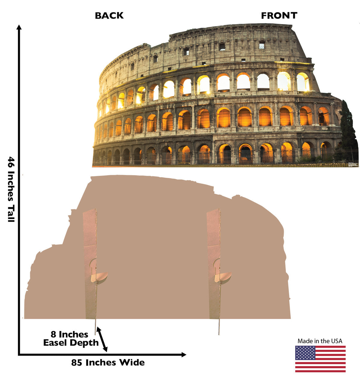 Italy Colosseum
Lifesize Cardboard Cutout Dimensions