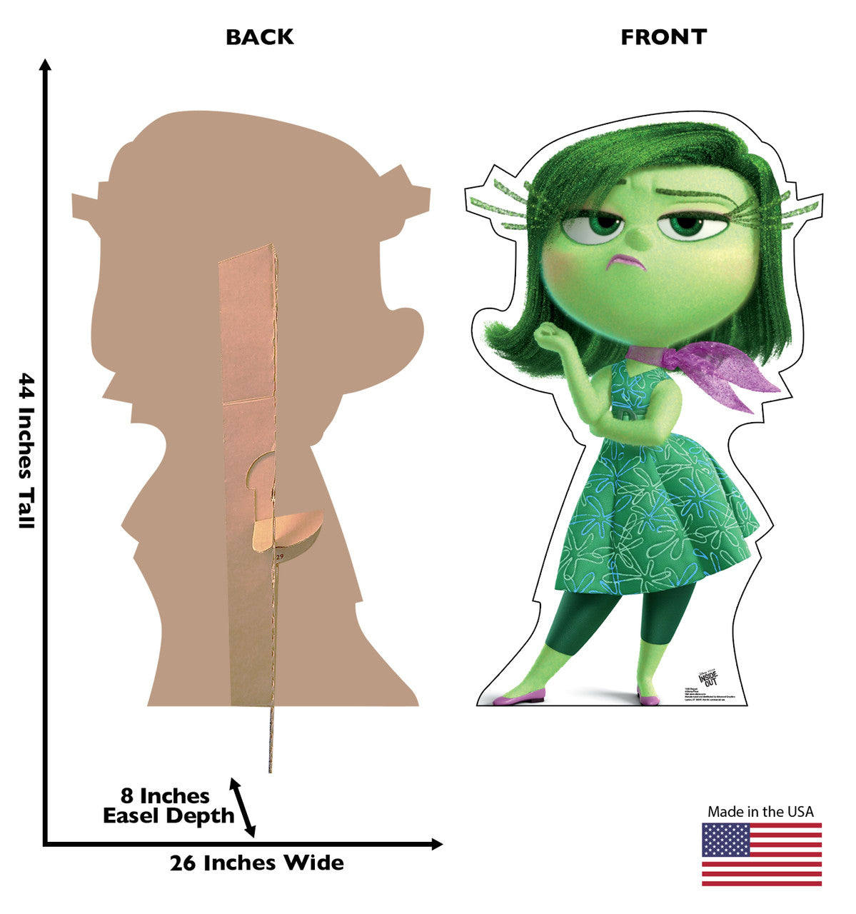 Disgust - Disney Pixar - Inside Out
Lifesize Cardboard Cutout Dimensions