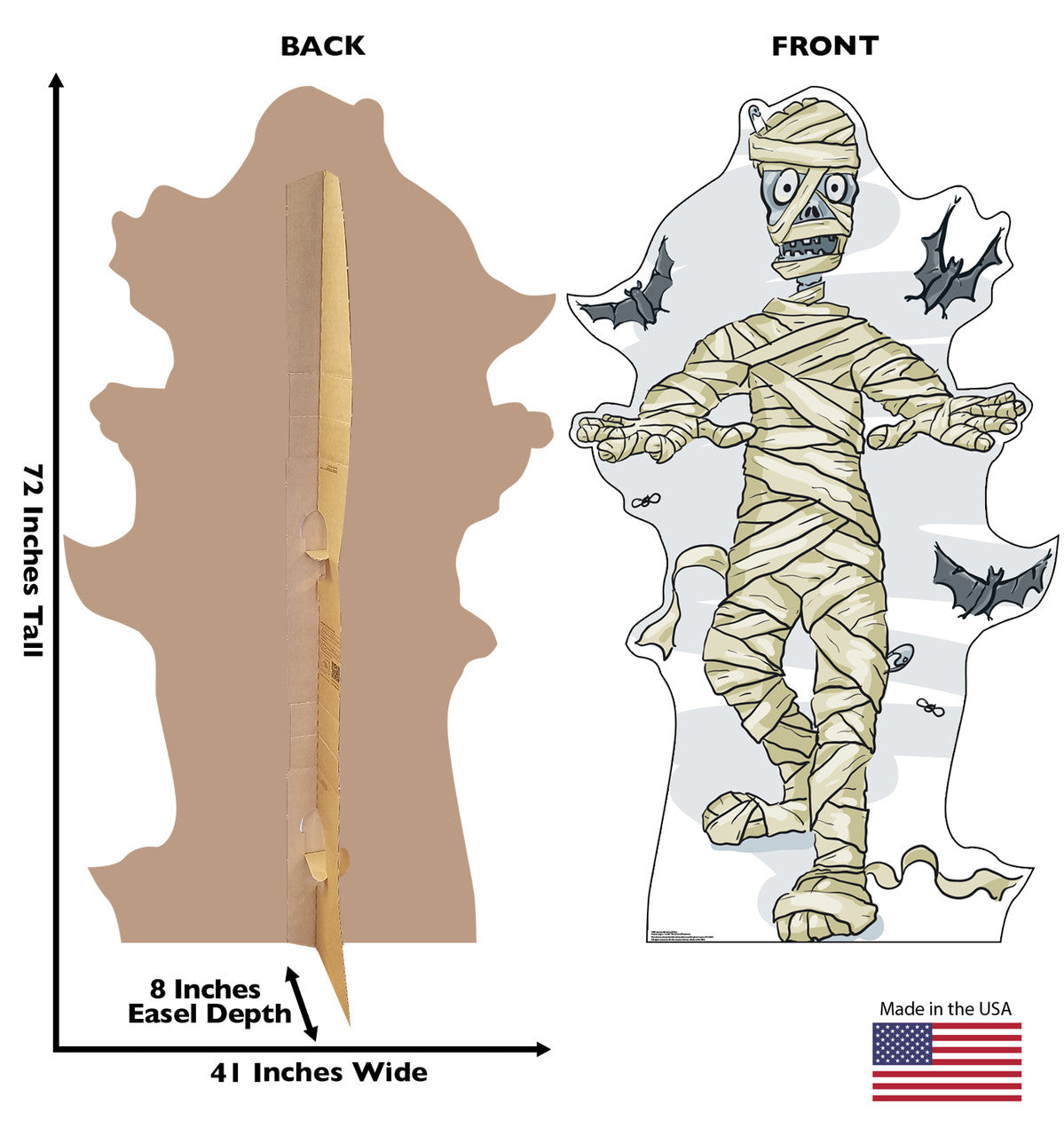 Cartoon Mummy & Bats
Lifesize Cardboard Cutout Dimensions