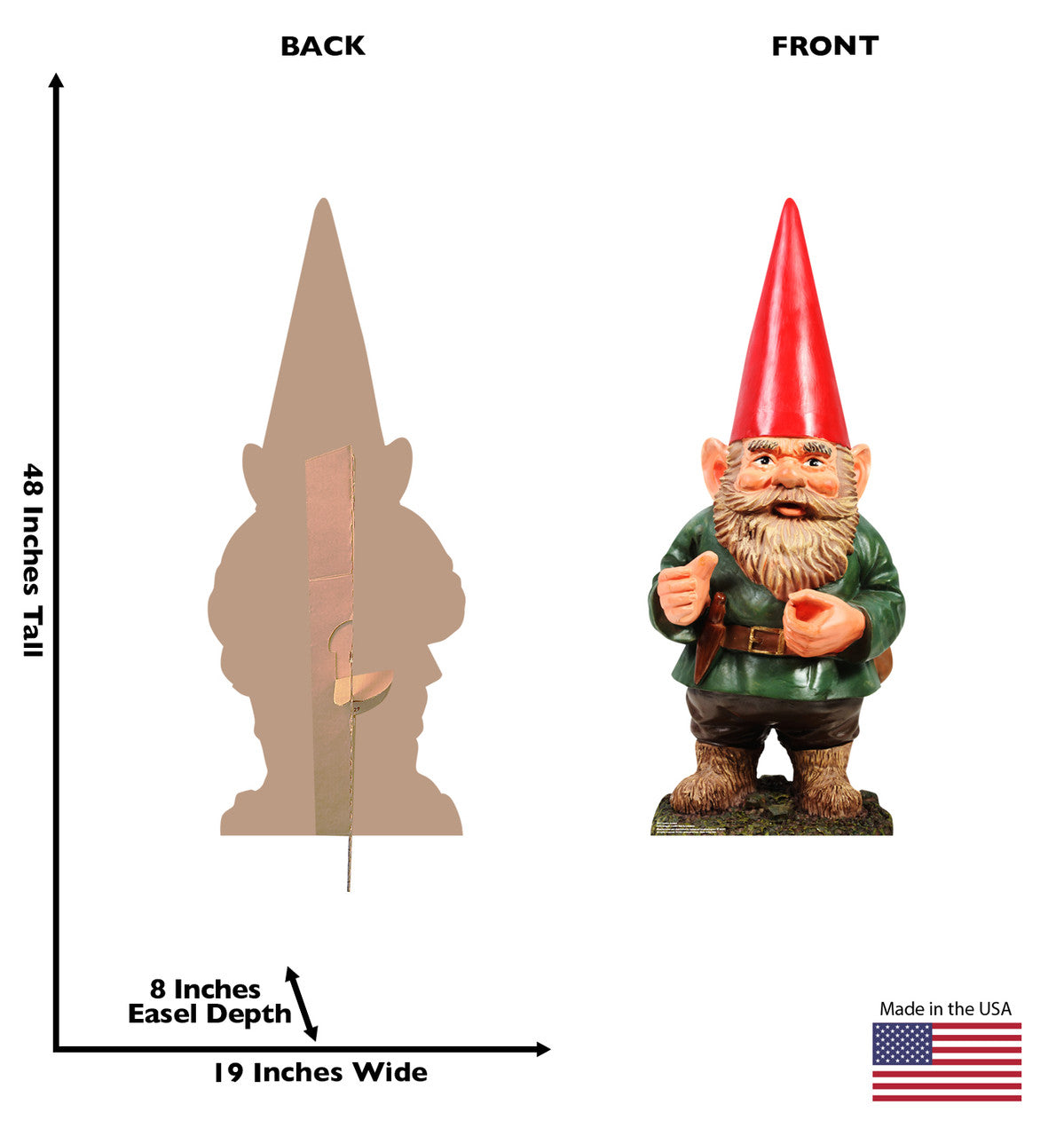 Garden Gnome
Lifesize Cardboard Cutout Dimensions
