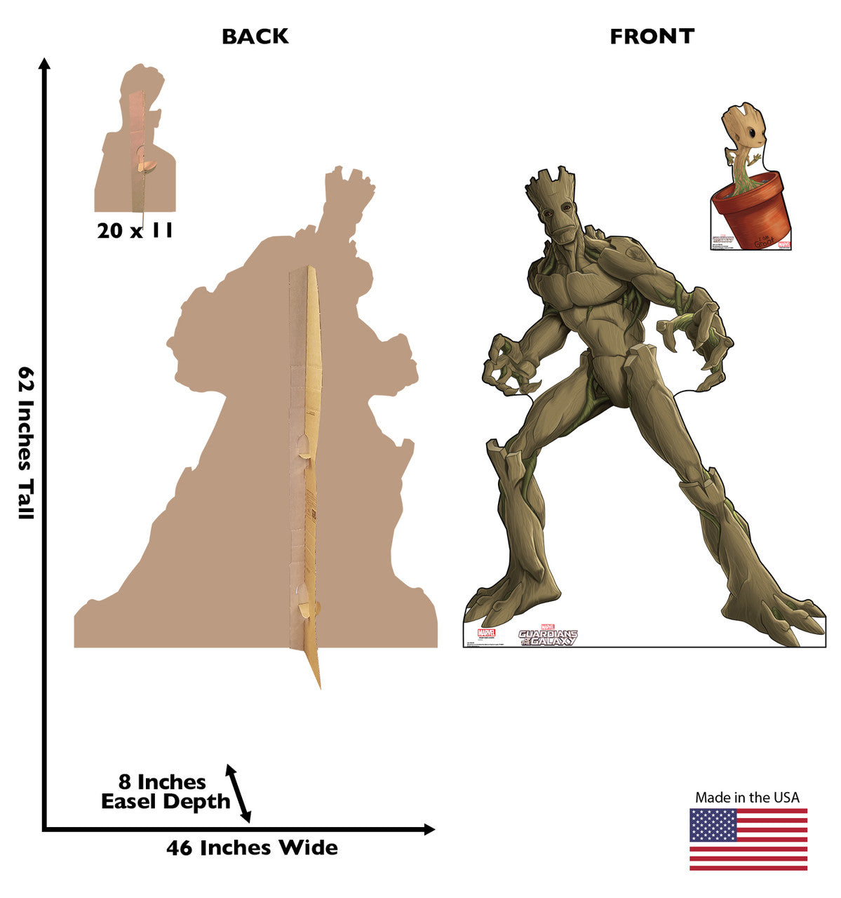 Groot & Little Groot - Guardians of the Galaxy - Animated
Lifesize Cardboard Cutout Dimensions
