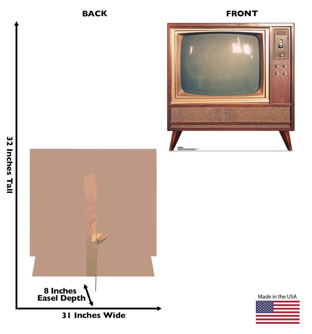 Vintage TV
 Lifesize Cardboard Cutout dimensions