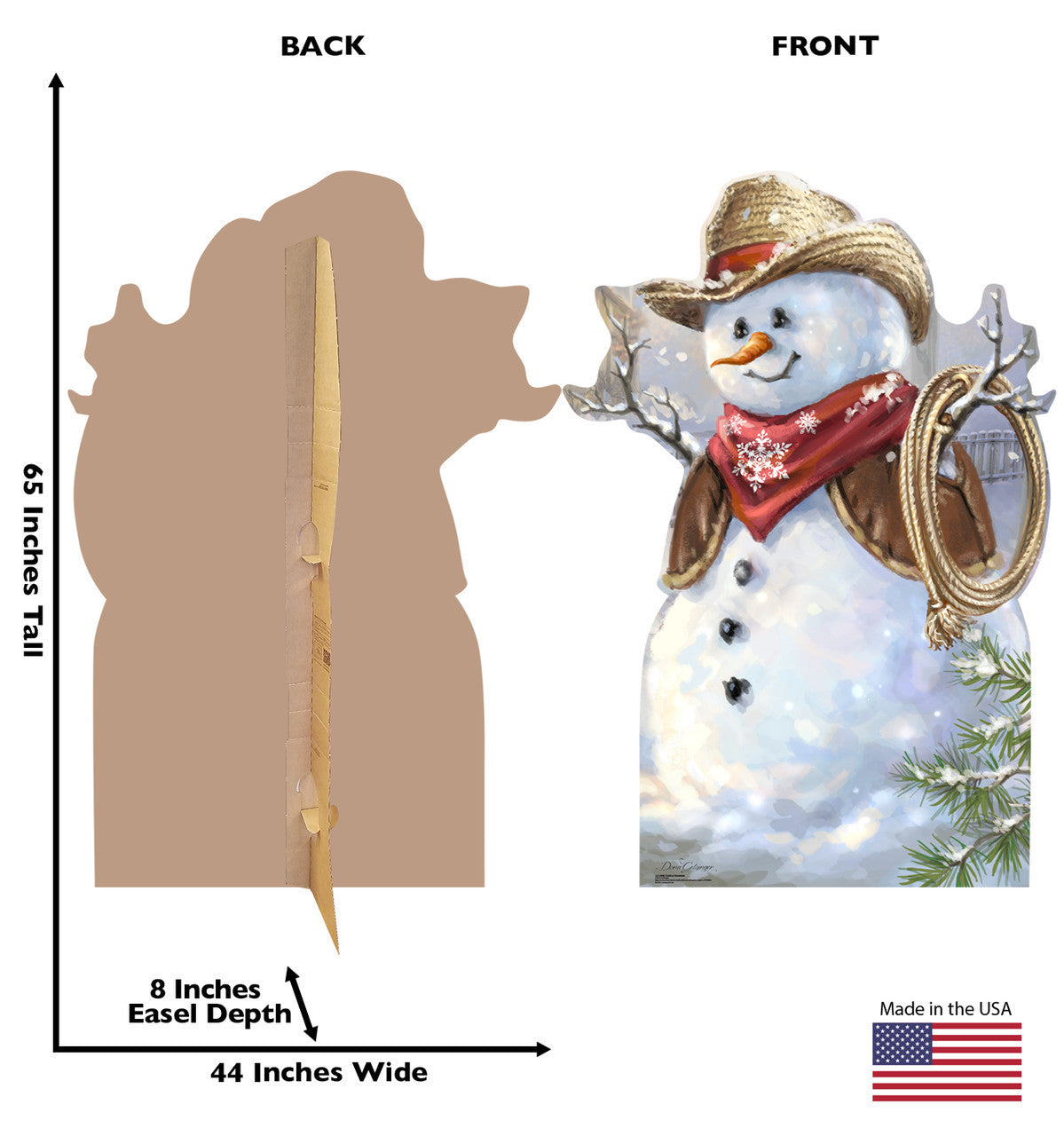 Whimsical Cowboy Snowman Cutout