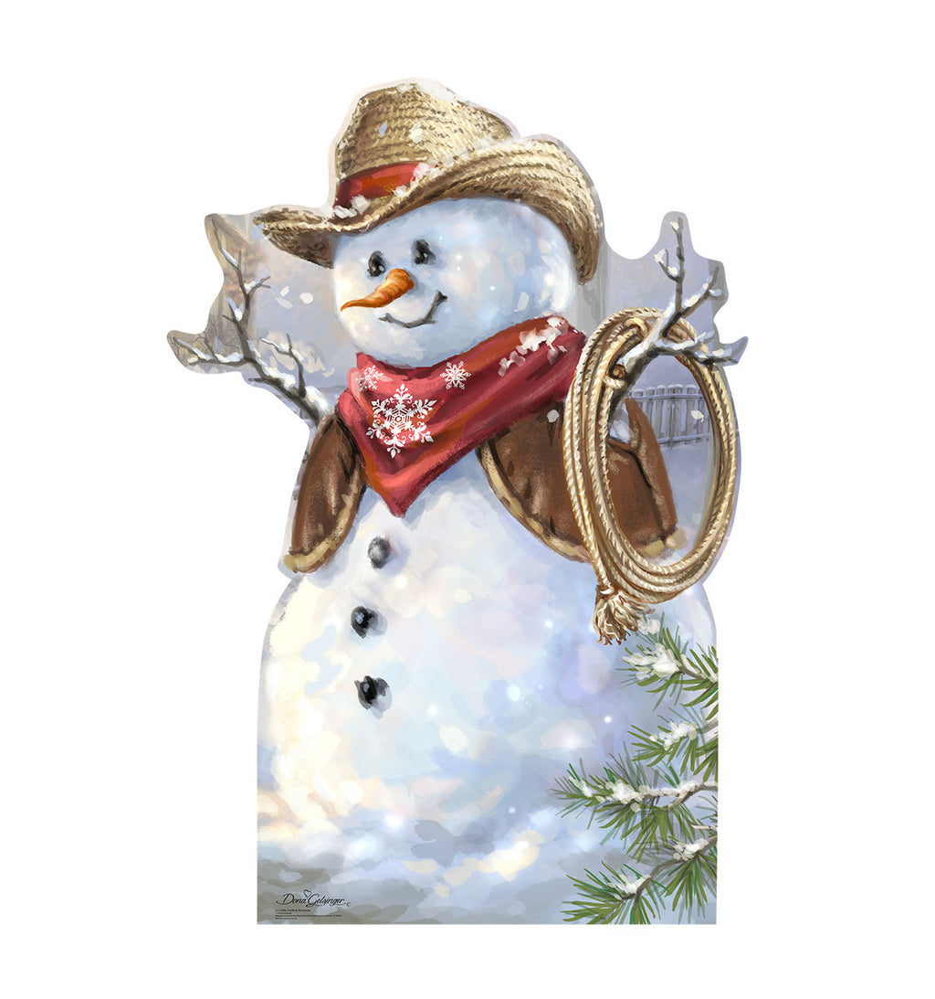 Whimsical Cowboy Snowman Cutout