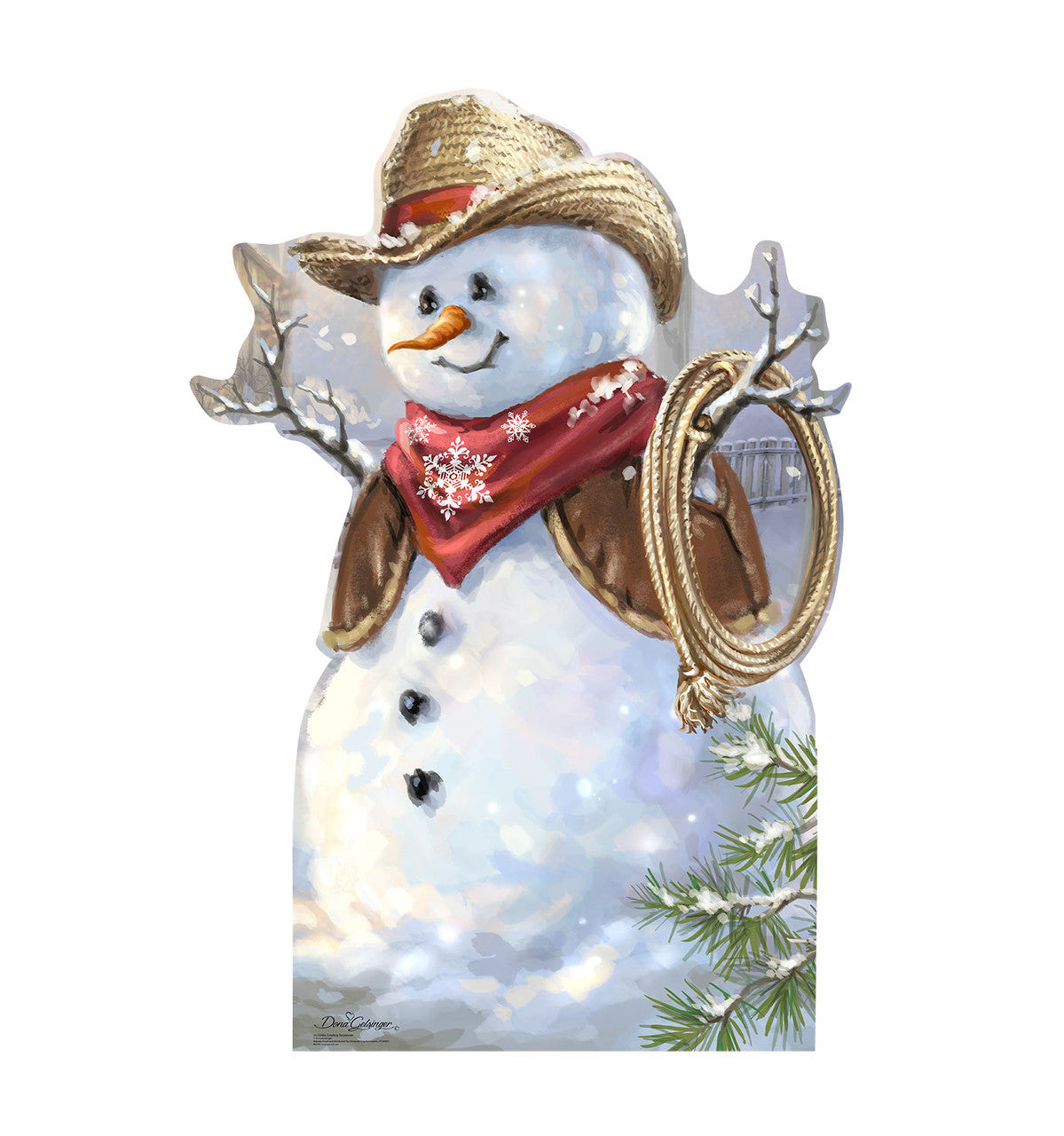 Whimsical Cowboy Snowman Cutout