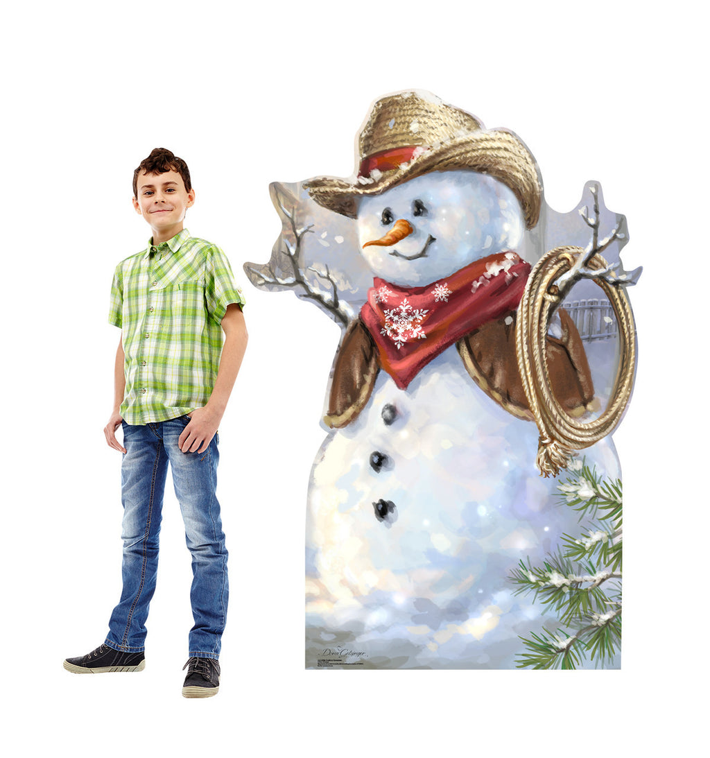 Whimsical Cowboy Snowman Cutout