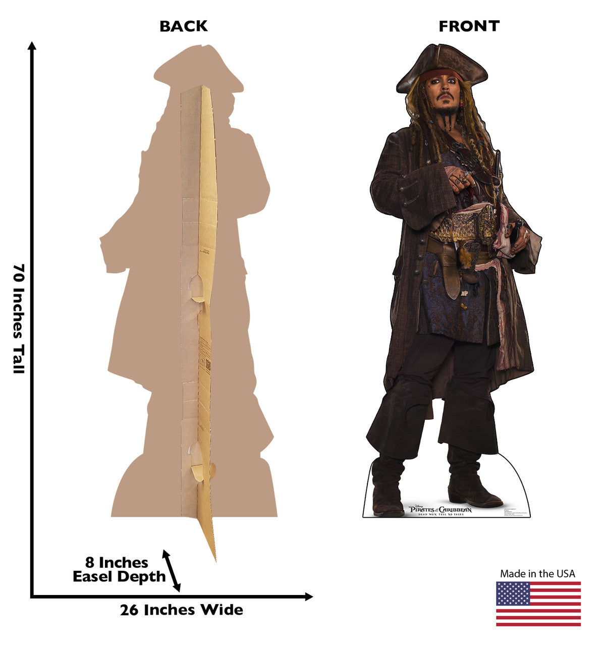 Jack Sparrow - Disney - Pirates of the Caribbean
Lifesize Cardboard Cutout  Dimensions
