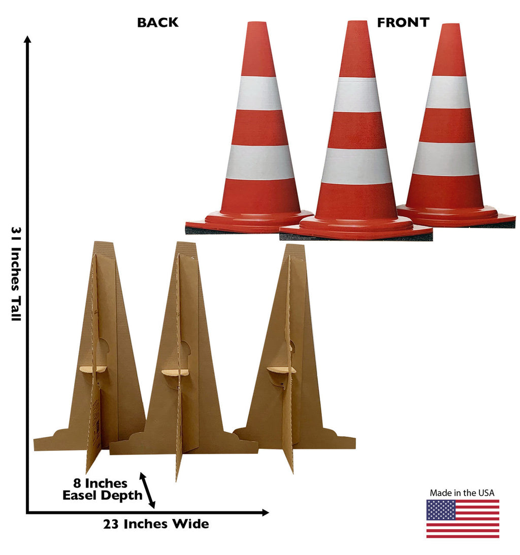Construction Cones (Set of Three) Standup