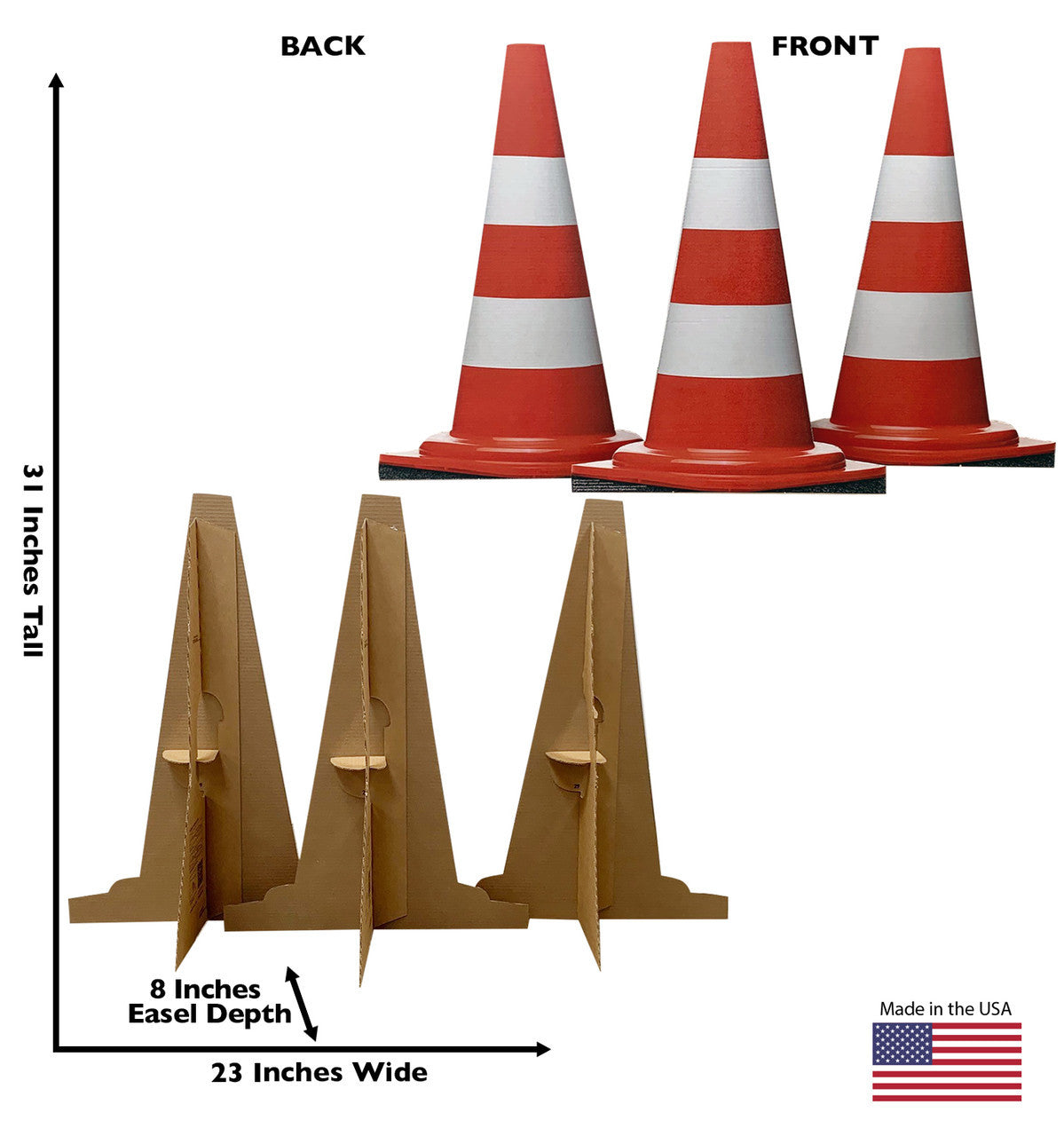 Construction Cones (Set of Three) Standup