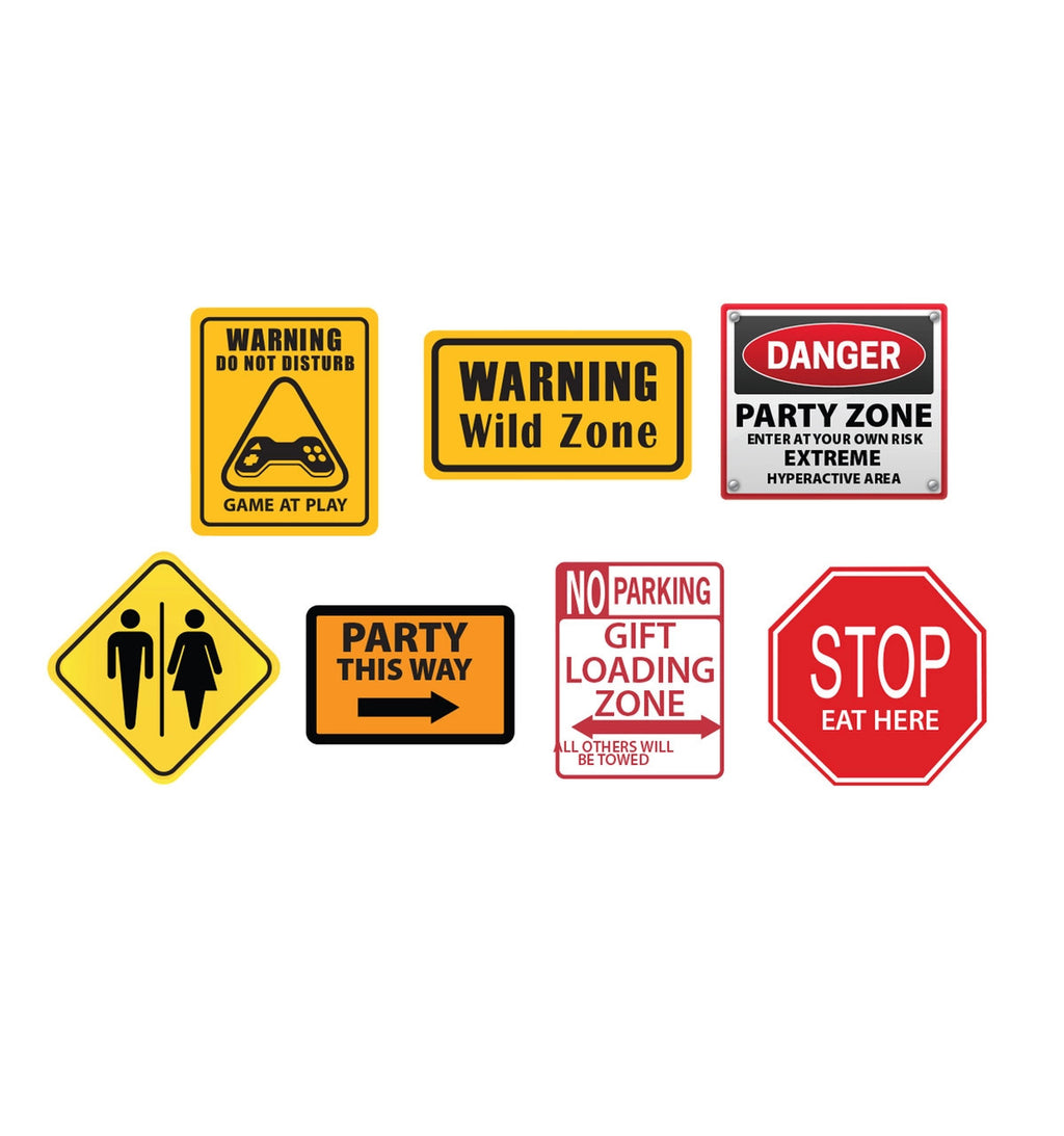 Party Construction Signs (Set of 7) Standup