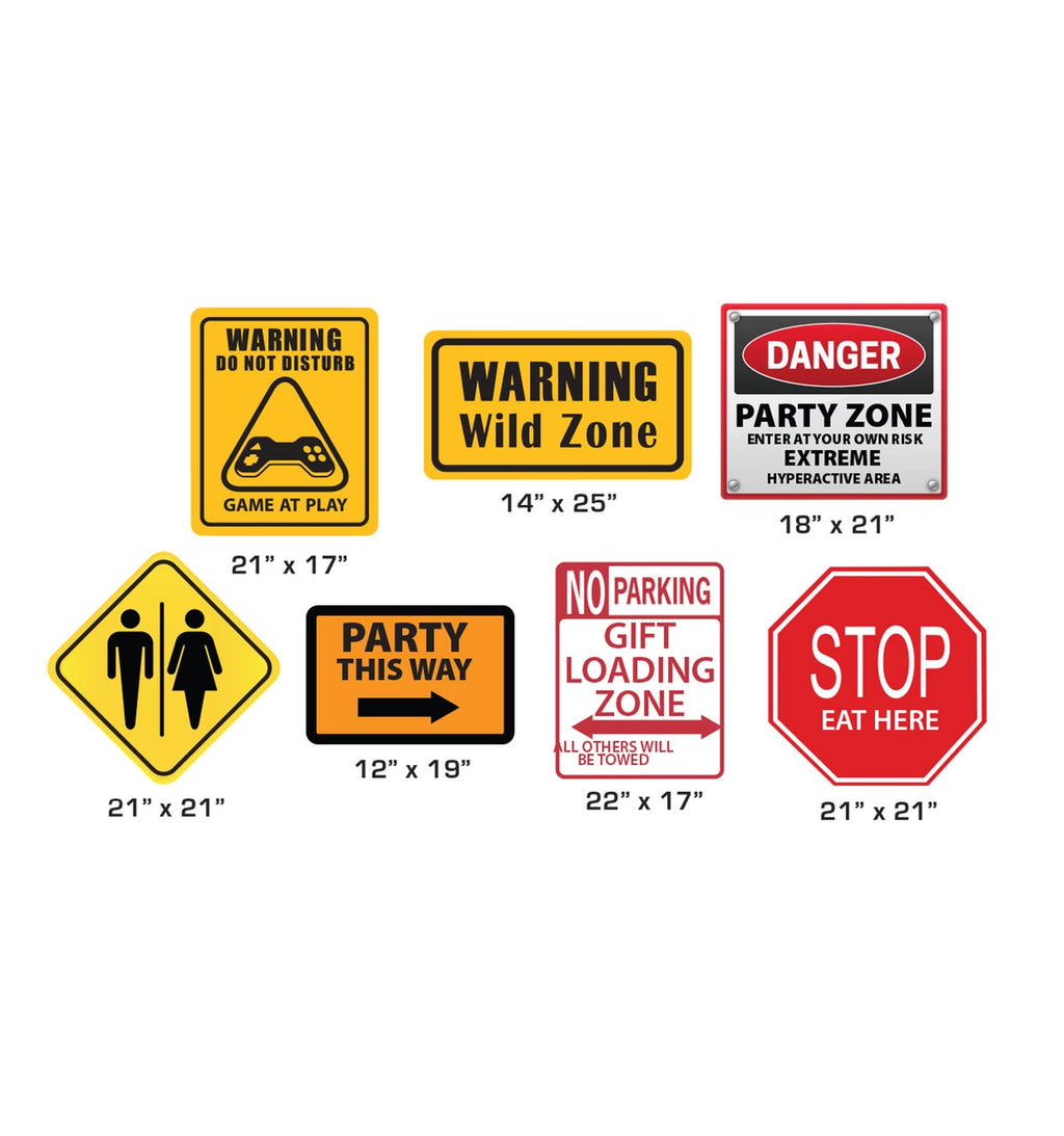 Party Construction Signs (Set of 7) Standup