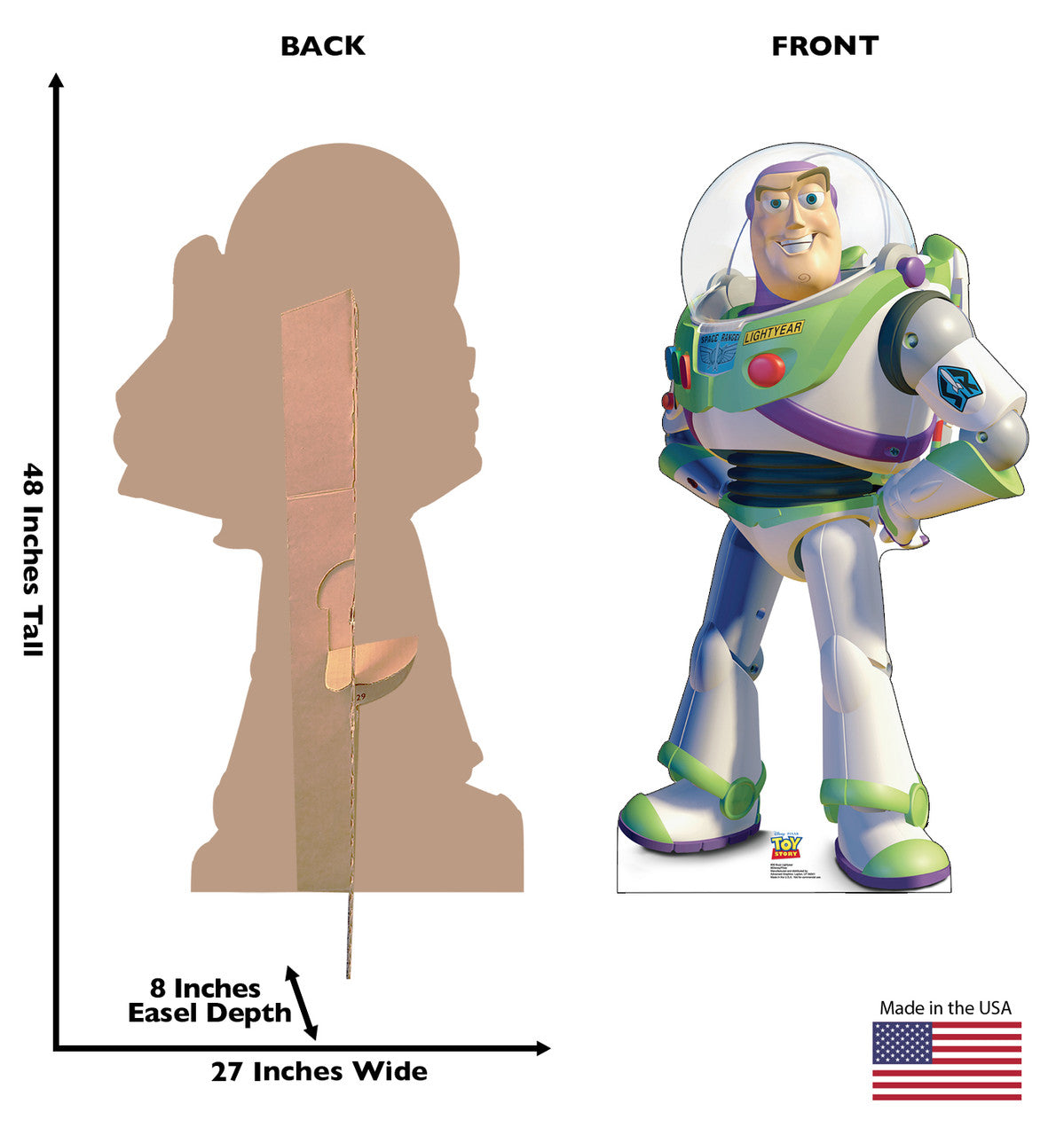 Buzz Lightyear Lifesize cardboard cutout dimensions