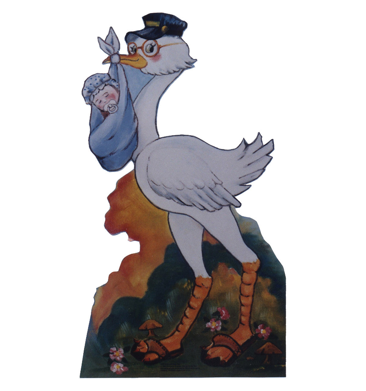 Stork with Baby Boy Baby shower Lifesize