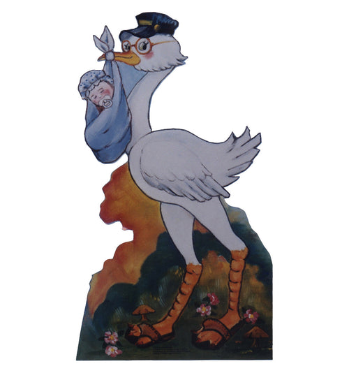Stork with Baby Boy Baby shower Lifesize