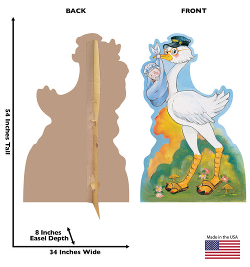 Stork with Baby Boy Baby shower Lifesize Cardboard Cutout
