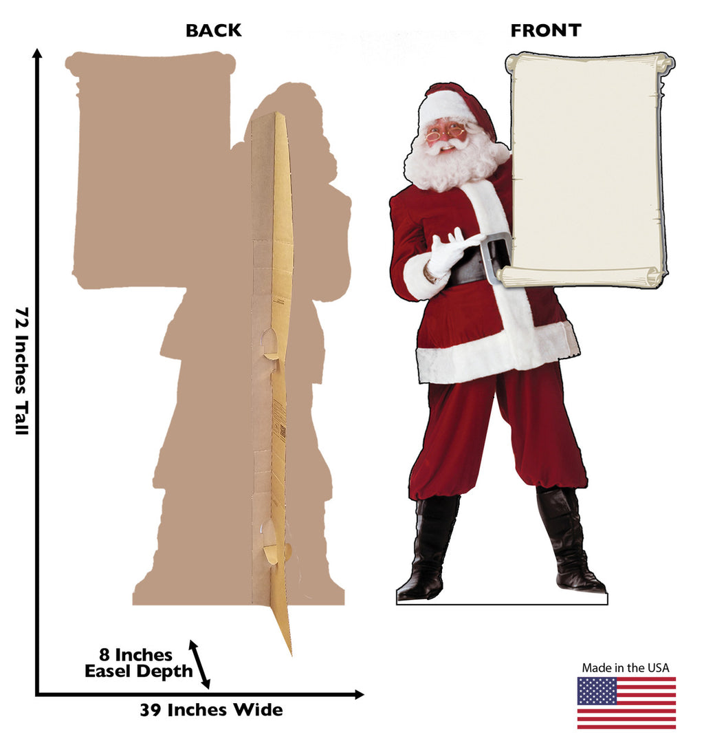 Santa Claus with List Lifesize Cardboard Cutout Dimensions