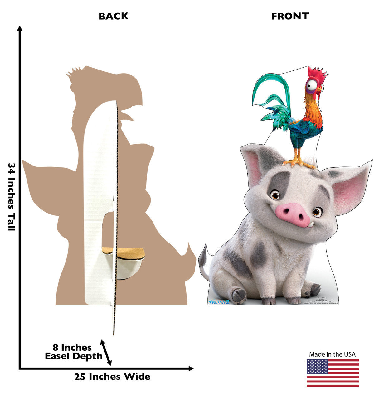 Pua and Heihei Life-Size Cutout from Moana 2