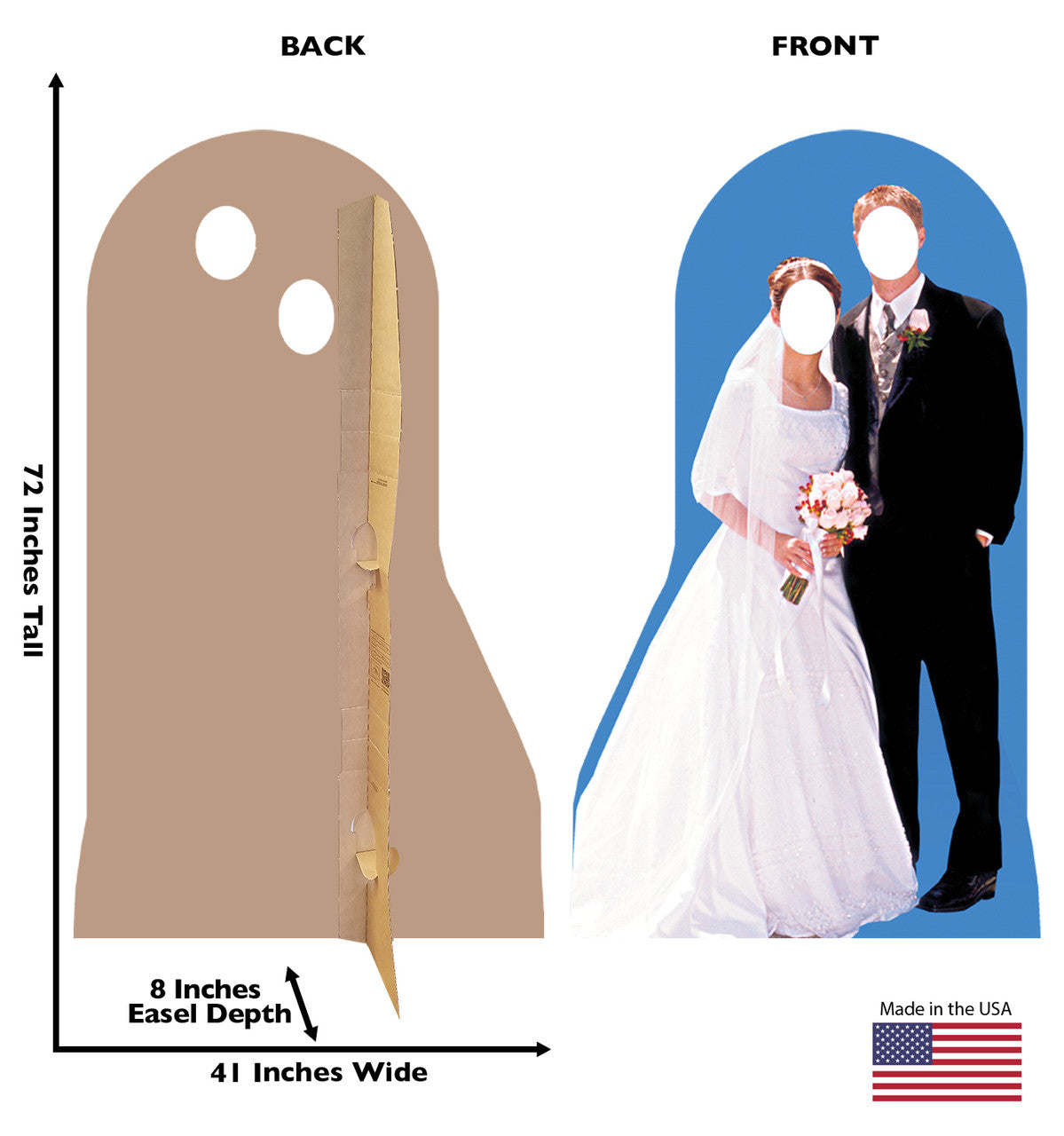 Bride and Groom Standin Lifesize Cardboard Cutout Dimensions