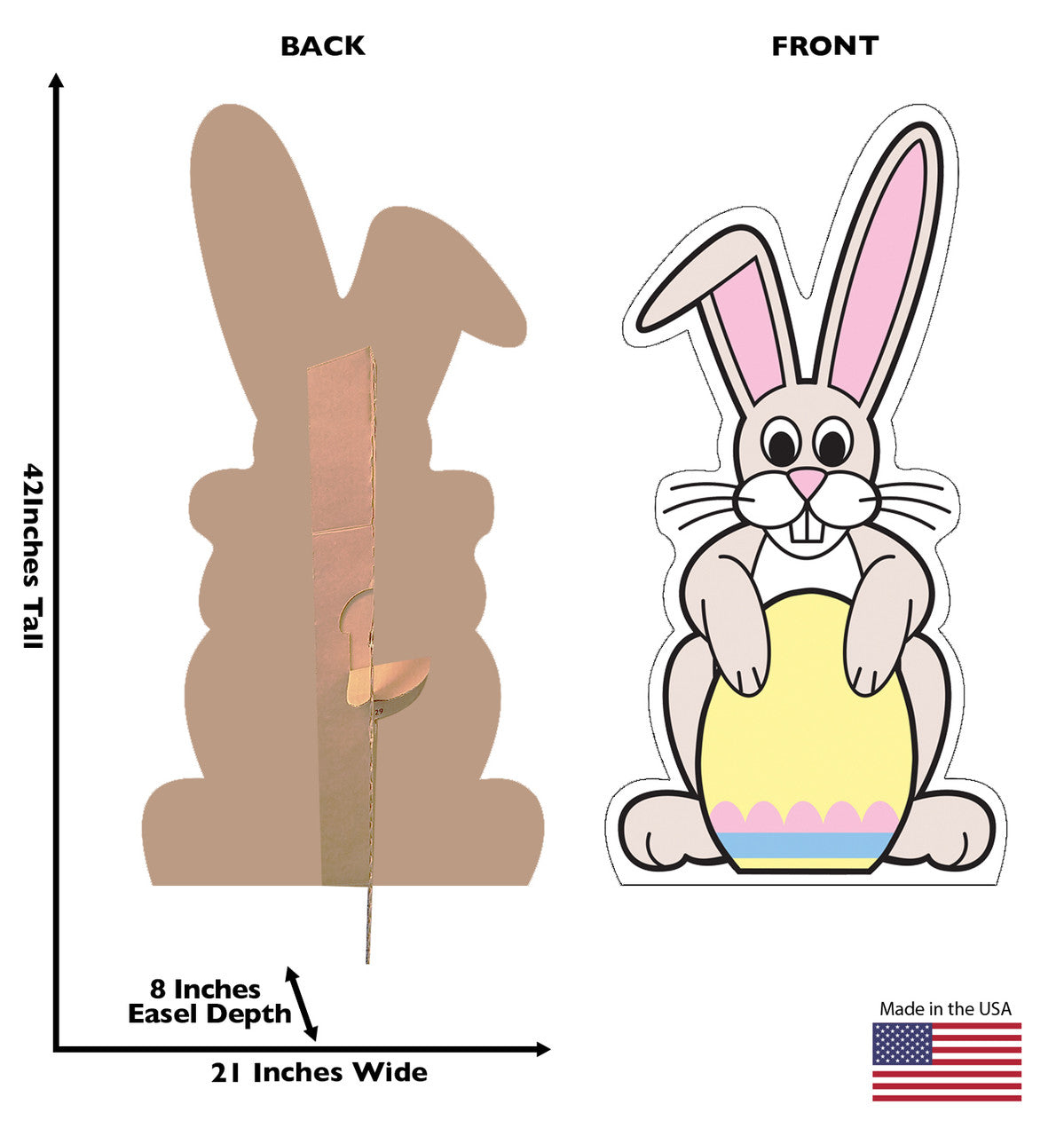 Easter Bunny with Egg Lifesize Cardboard Cutout Dimensions