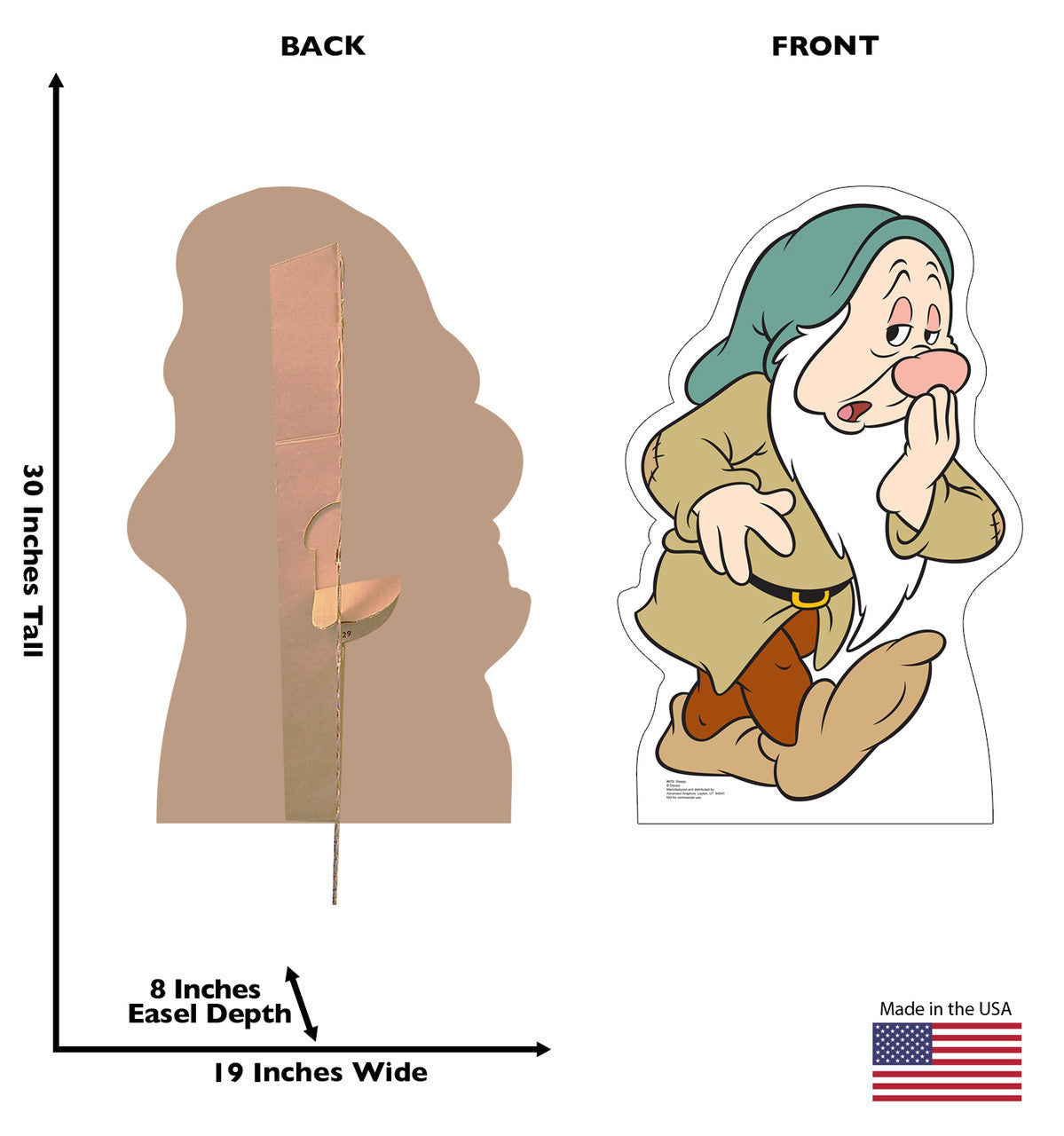 Sleepy Snow white and the Seven Dwarves Lifesize Cardboard Cutout Dimensions