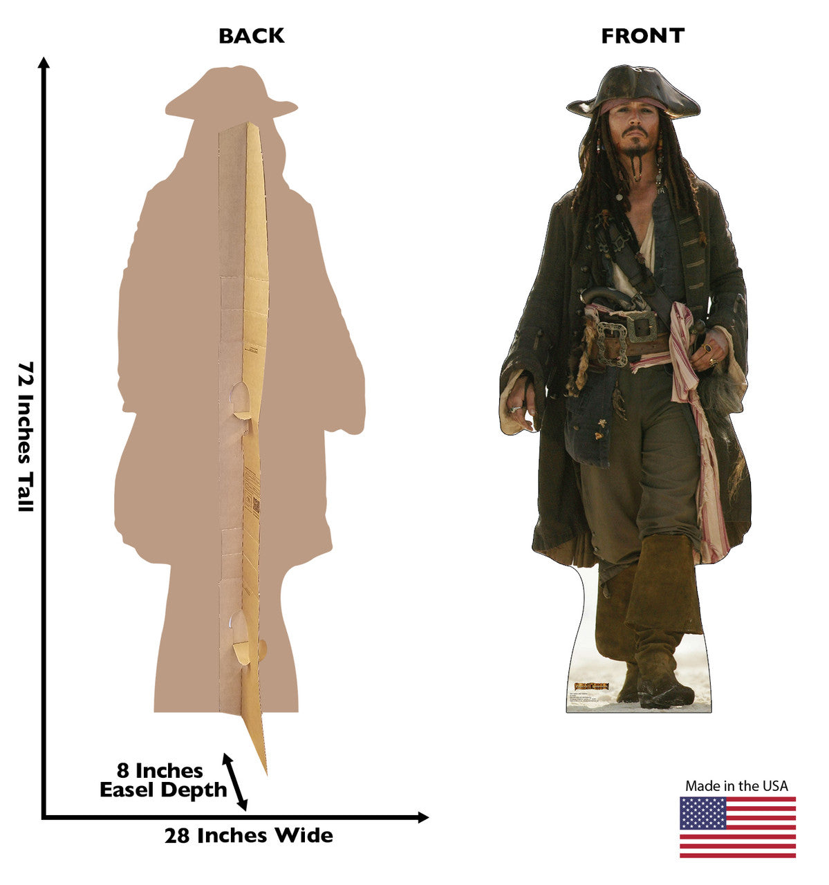 Captain Jack Sparrow Pirates of the Caribbean walking Lifesize Cardboard Cutout Dimensions