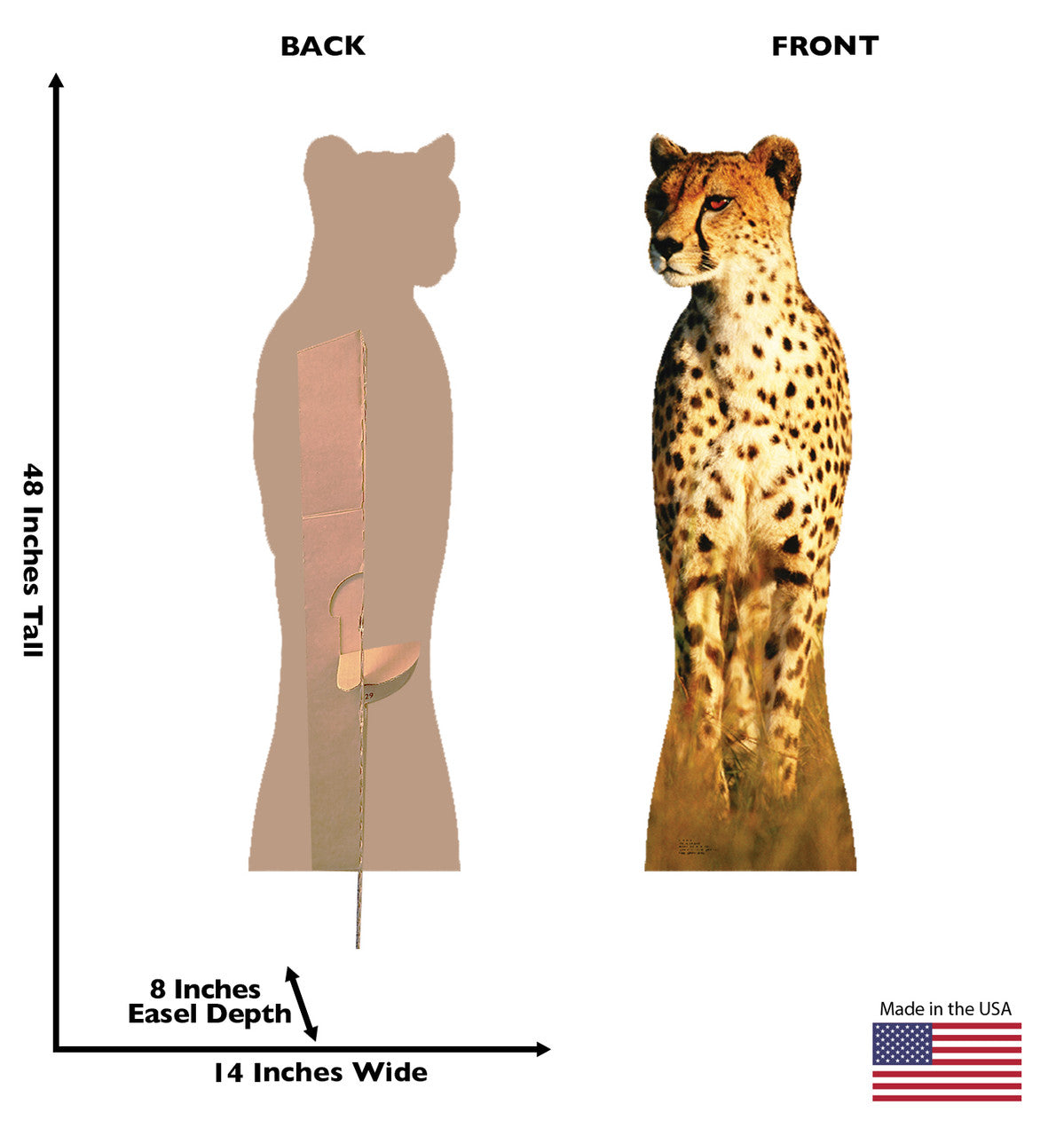 Cheetah Lifesize Cardboard Cutout dimensions