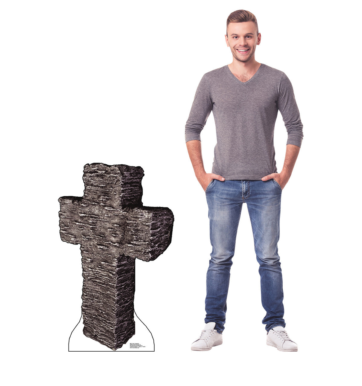 Cross Granite Stone Tombstone Lifesize Cardboard Cutout with Model