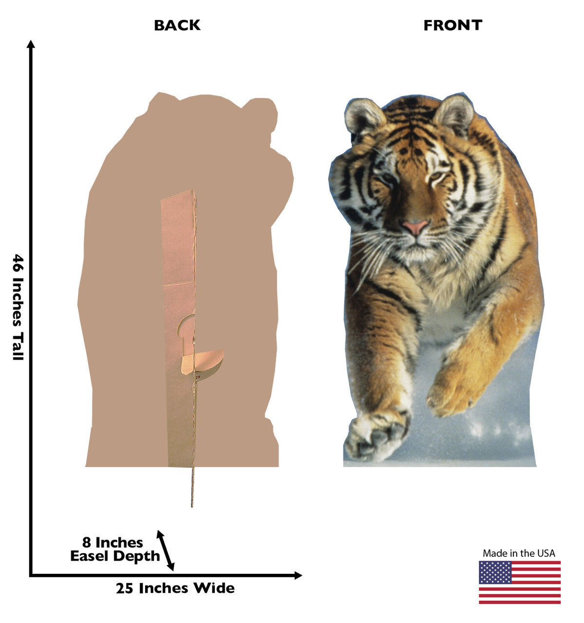 Tiger in Snow Lifesize Cardboard Cutout with Dimensions