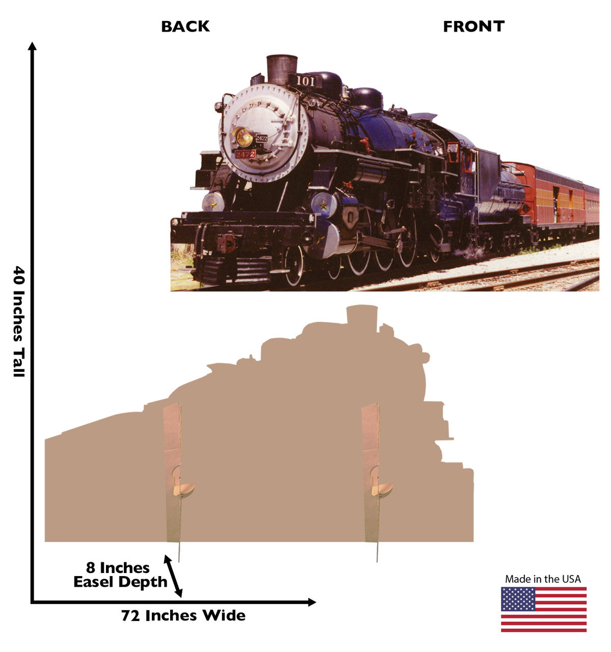 Southern Pacific Train 2472 Lifesize Cardboard Cutout Dimensions