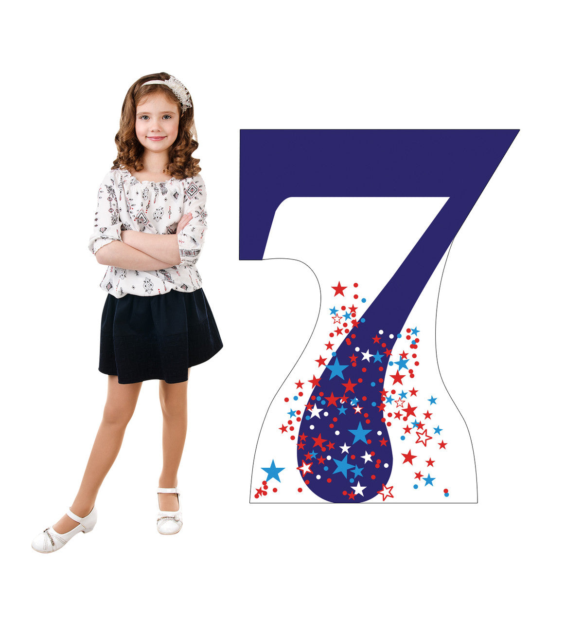 Number 7 Lifesize Cardboard Cutout with Model