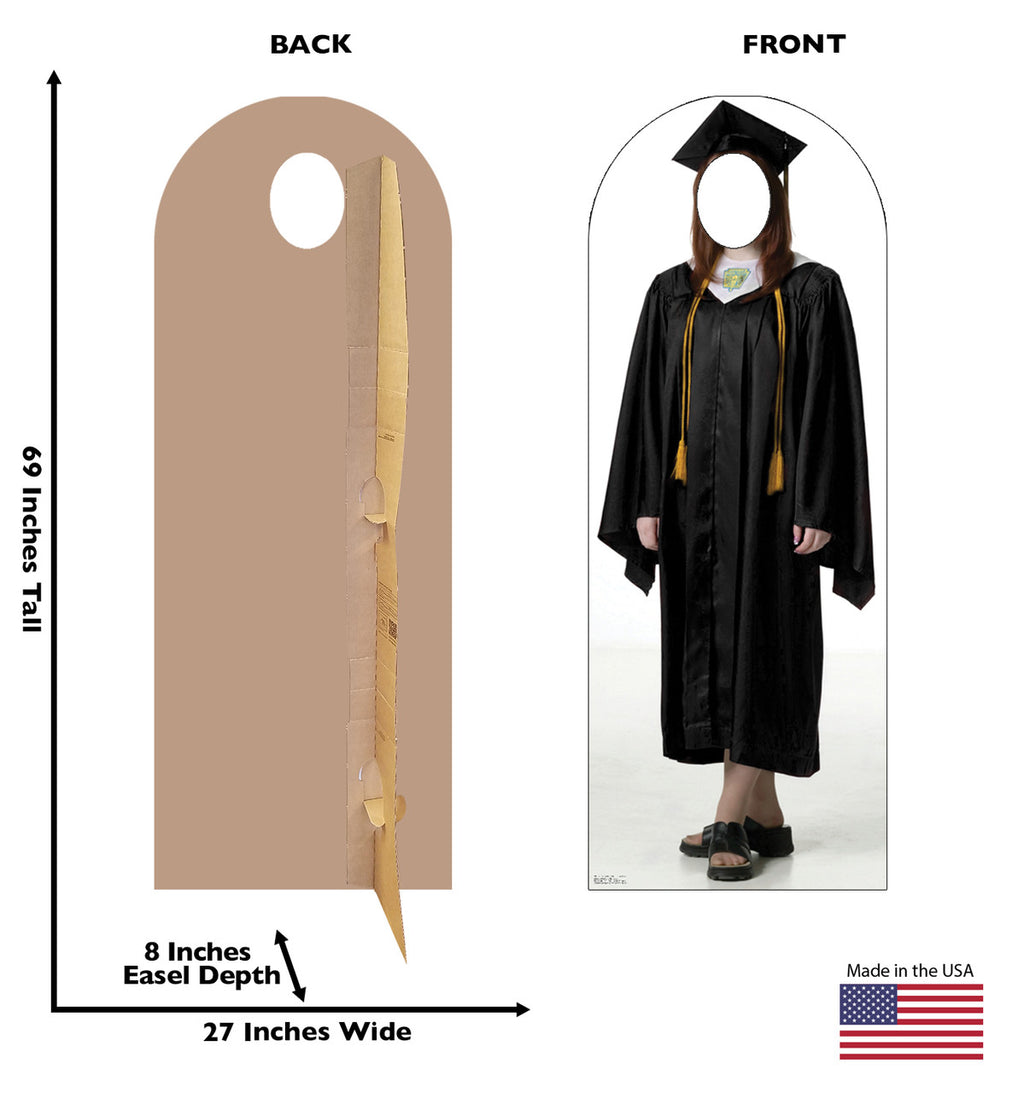 Female Graduate Stand-in - Black Cap and Gown
Lifesize Cardboard Cutout Dimensions