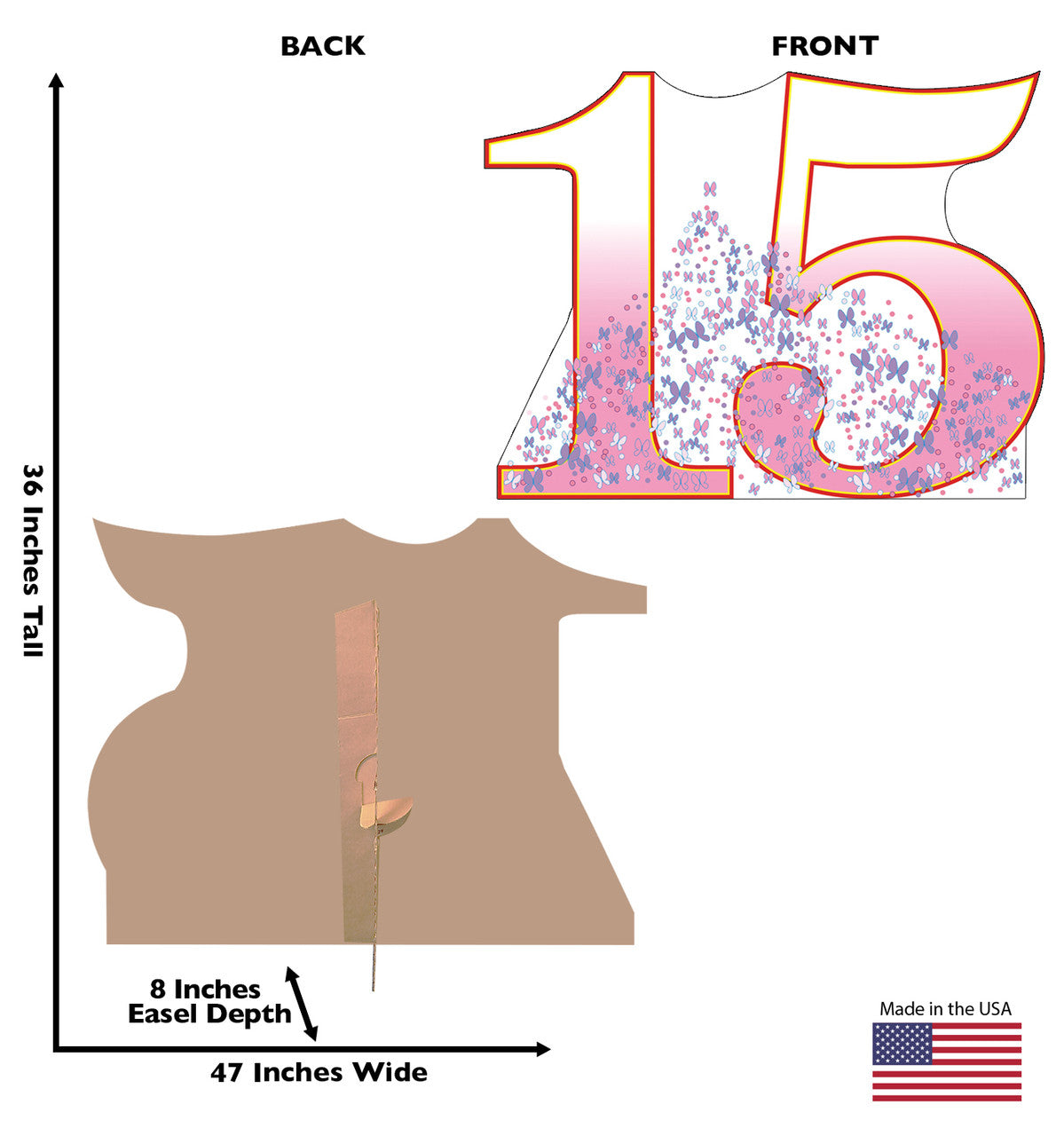 Number 15 Lifesize Cardboard Cutout Dimensions